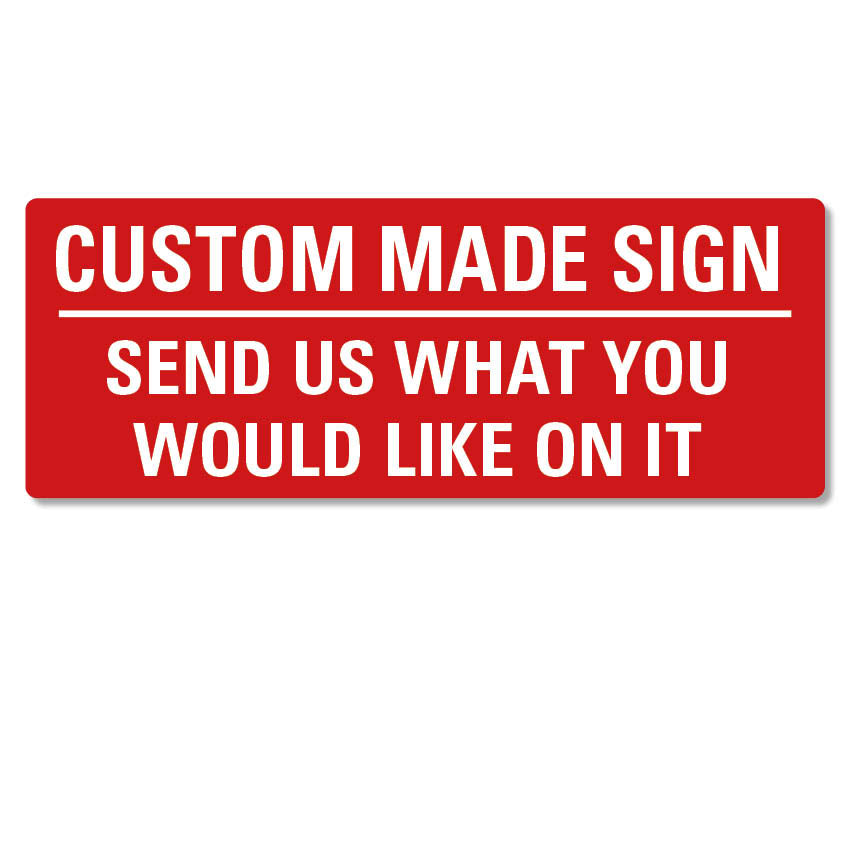 Metal Sign Custom Made Personalised Text Logo Image Customised  White Red Sans