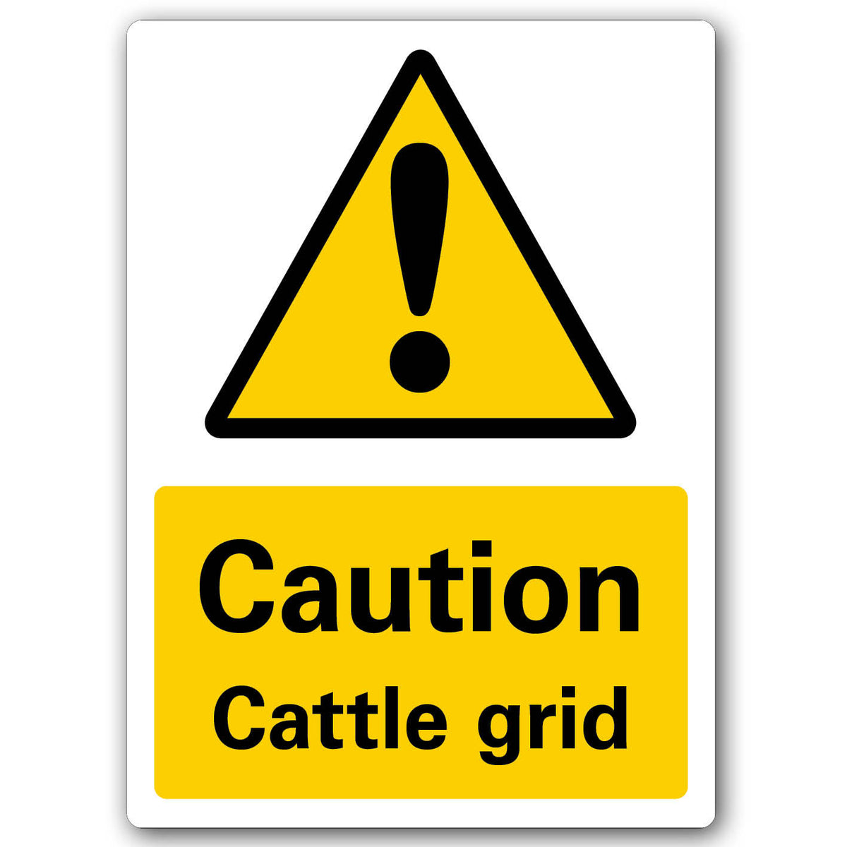 METAL SIGN YELLOW CAUTION Cattle grid