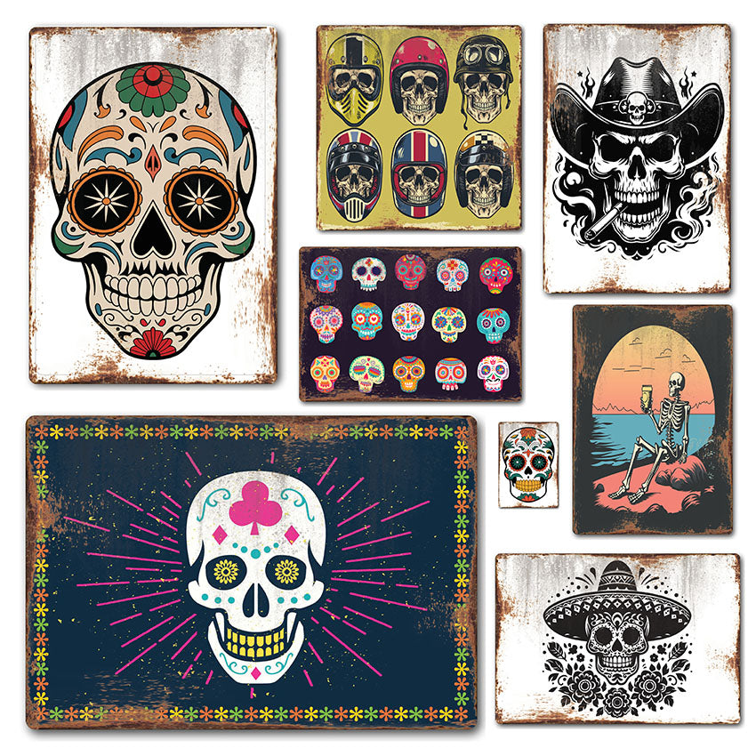 Metal Sign Skulls Skeleton Day of the Dead
