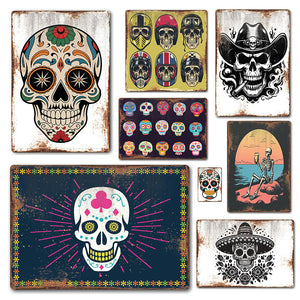 Metal Sign Skulls Skeleton Day of the Dead