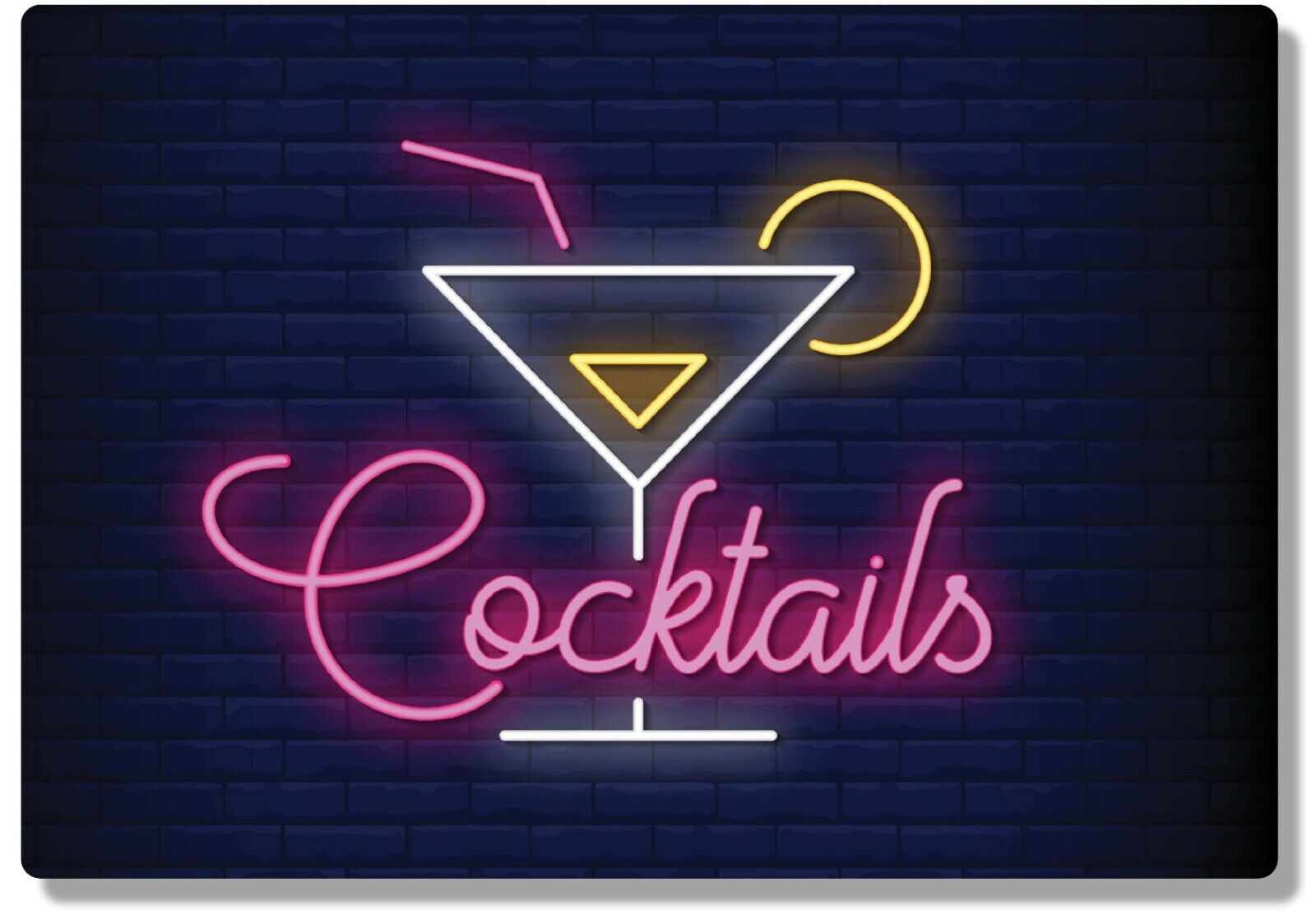 Cocktails Neon Style Metal Sign Man Cave Bar Pub Party Shed Drink 80s eighties