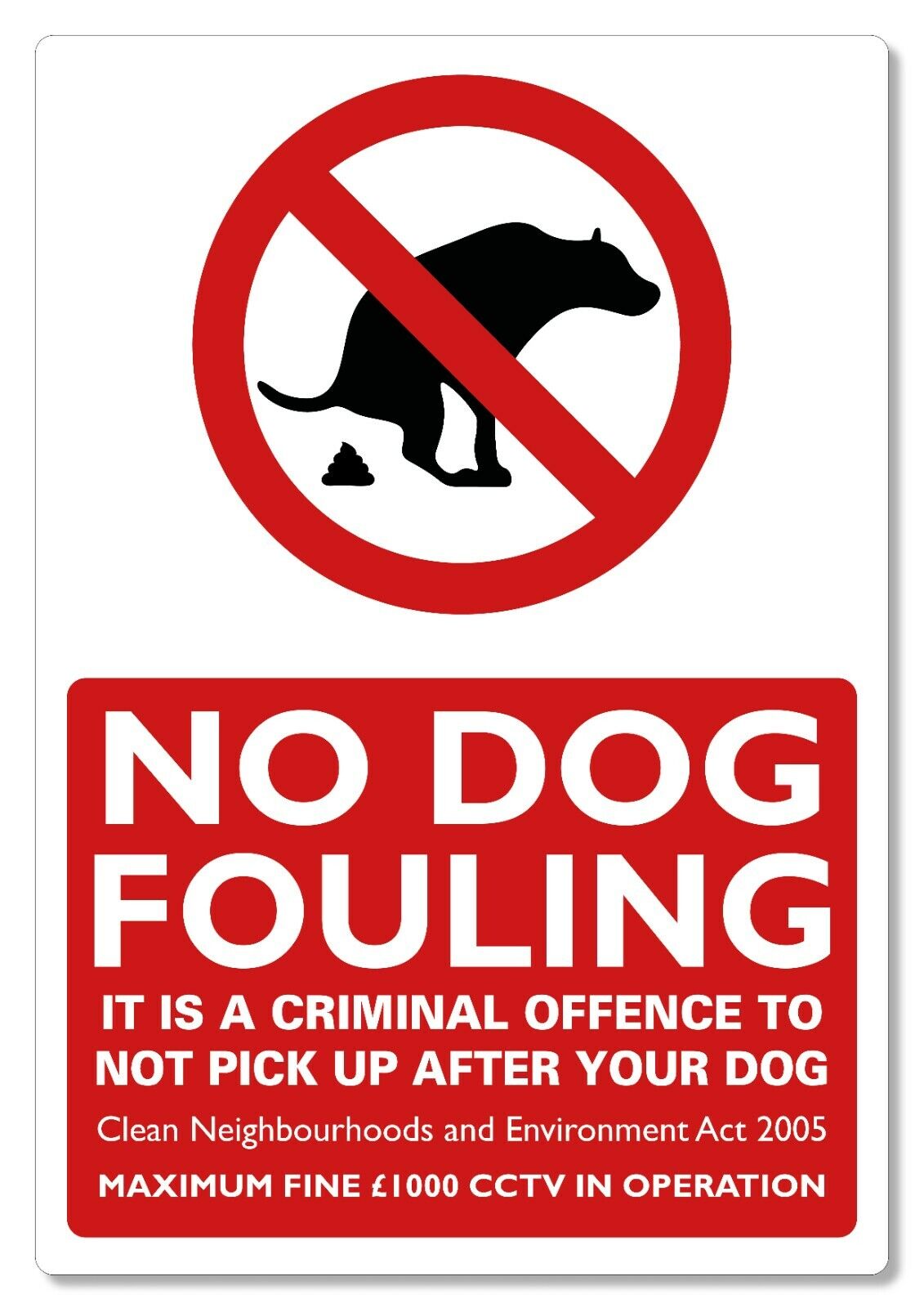 METAL SIGN No dog fouling Criminal Offence CCTV in operation Maximum Fine £1000