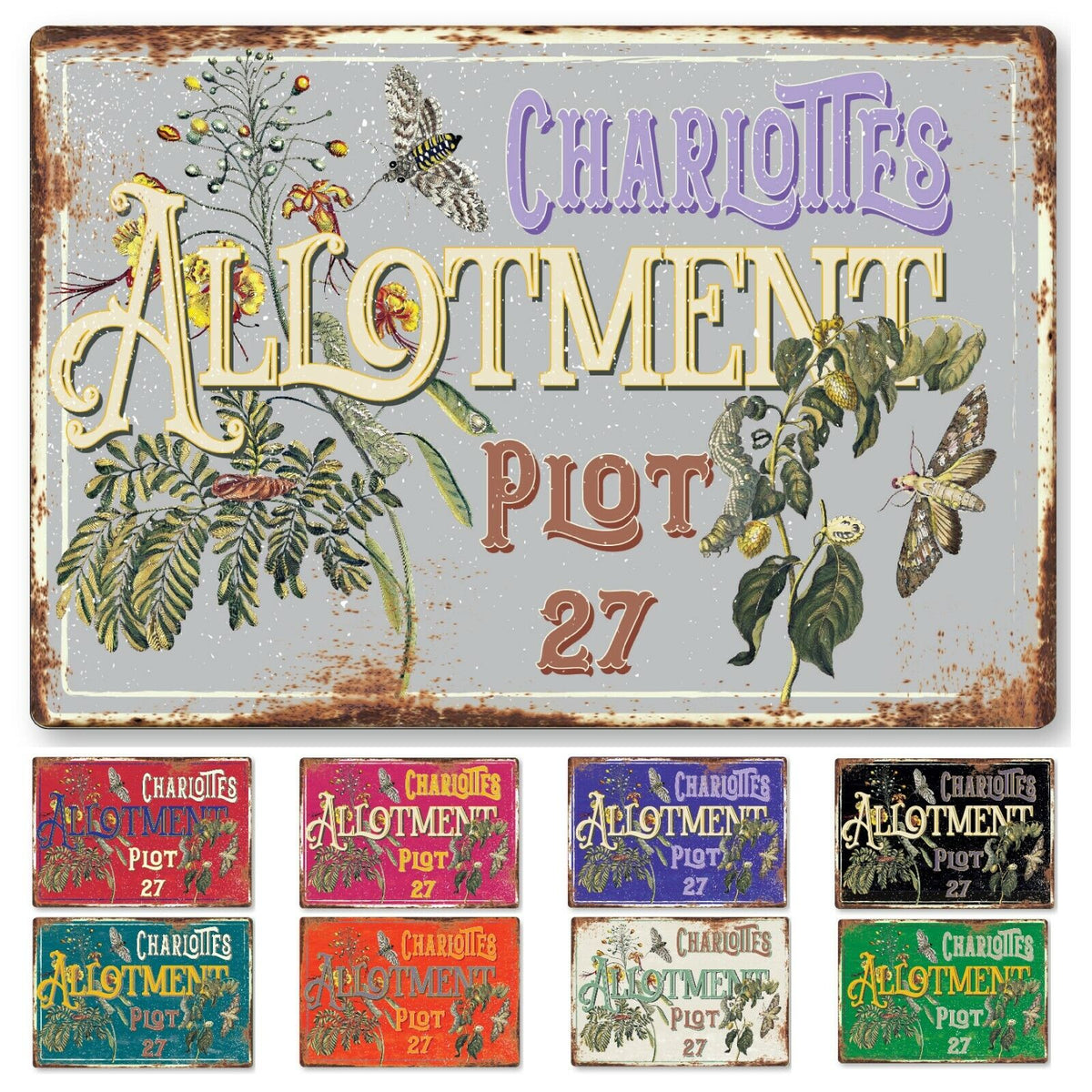 Allotment Sign Vegetable Garden plot Plaque Personalised Name Metal ...