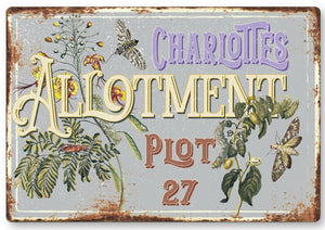 Allotment Sign Vegetable Garden plot Plaque Personalised  Name Metal