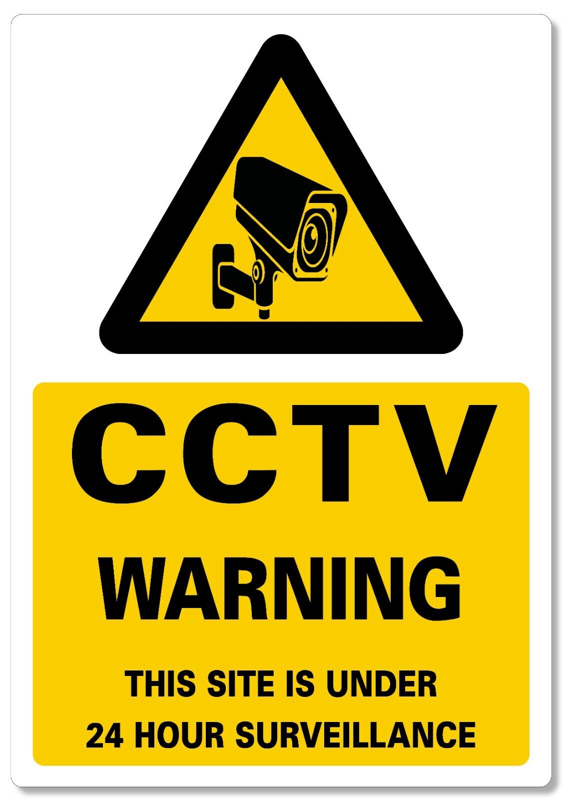 METAL SIGN F1 YELLOW BLACK CCTV WARNING site under 24 hour