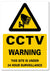 METAL SIGN F1 YELLOW BLACK CCTV WARNING site under 24 hour