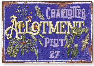 Allotment Sign Vegetable Garden plot Plaque Personalised  Name Metal