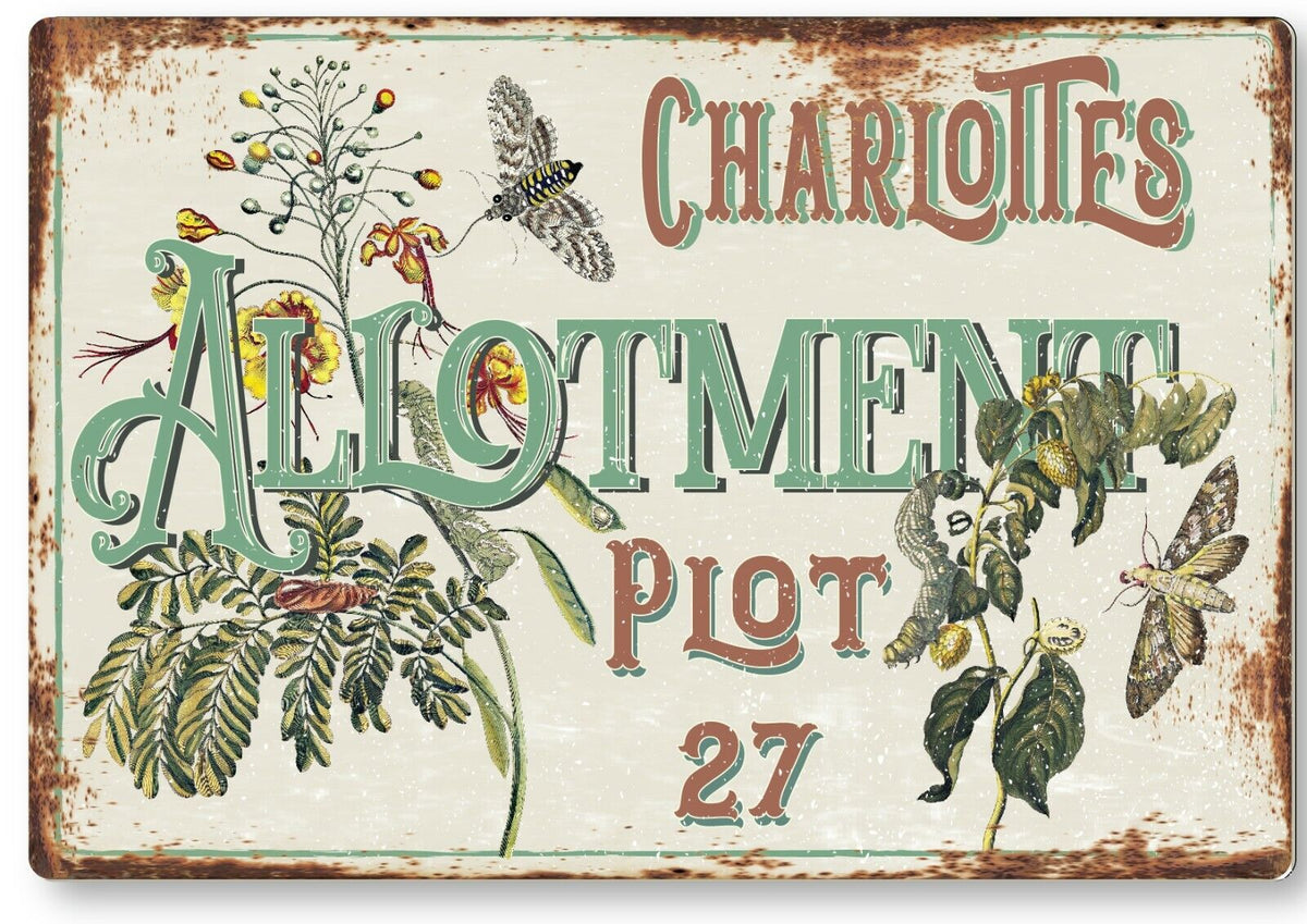 Allotment Sign Vegetable Garden plot Plaque Personalised Name Metal ...