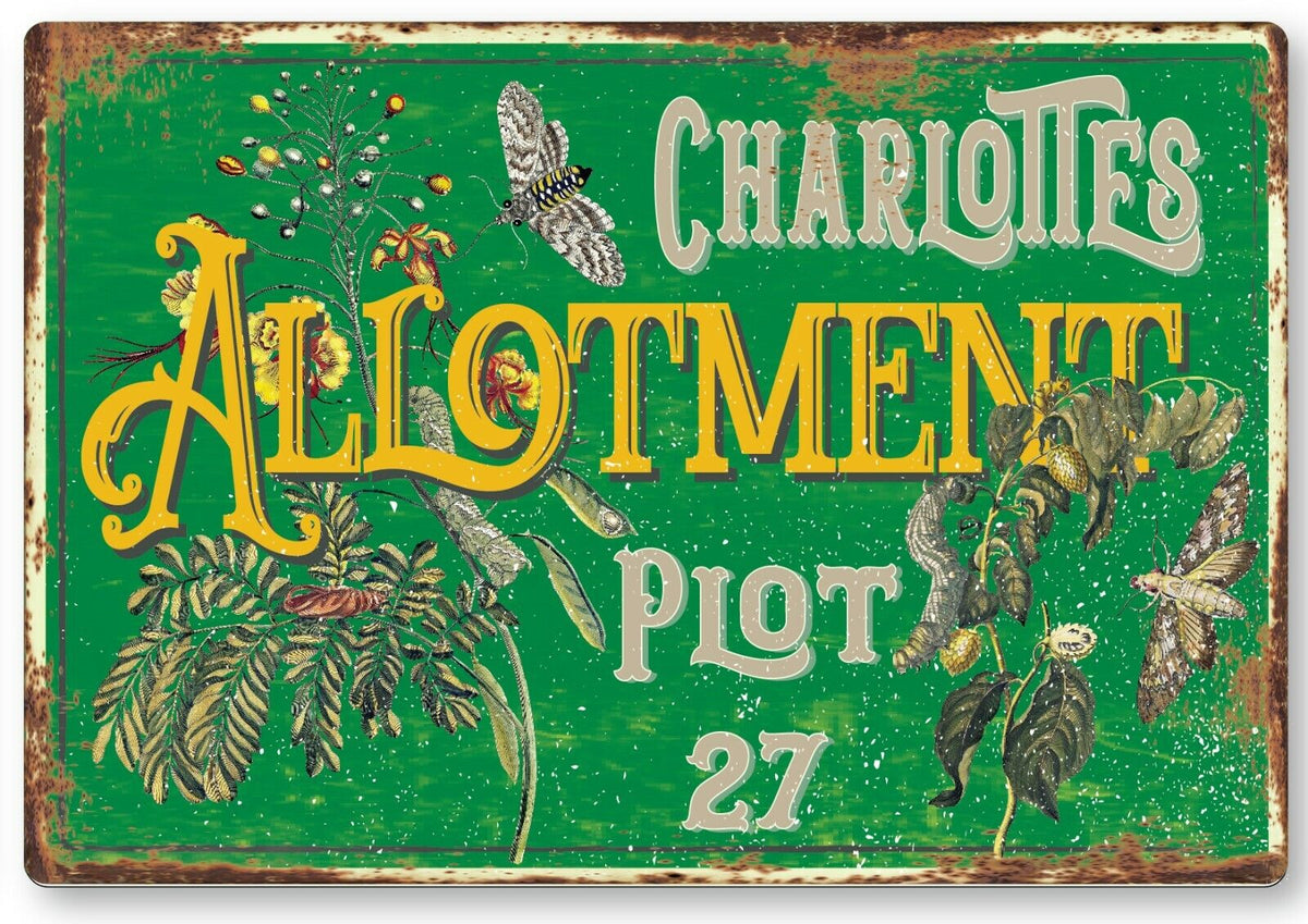 Allotment Sign Vegetable Garden plot Plaque Personalised  Name Metal