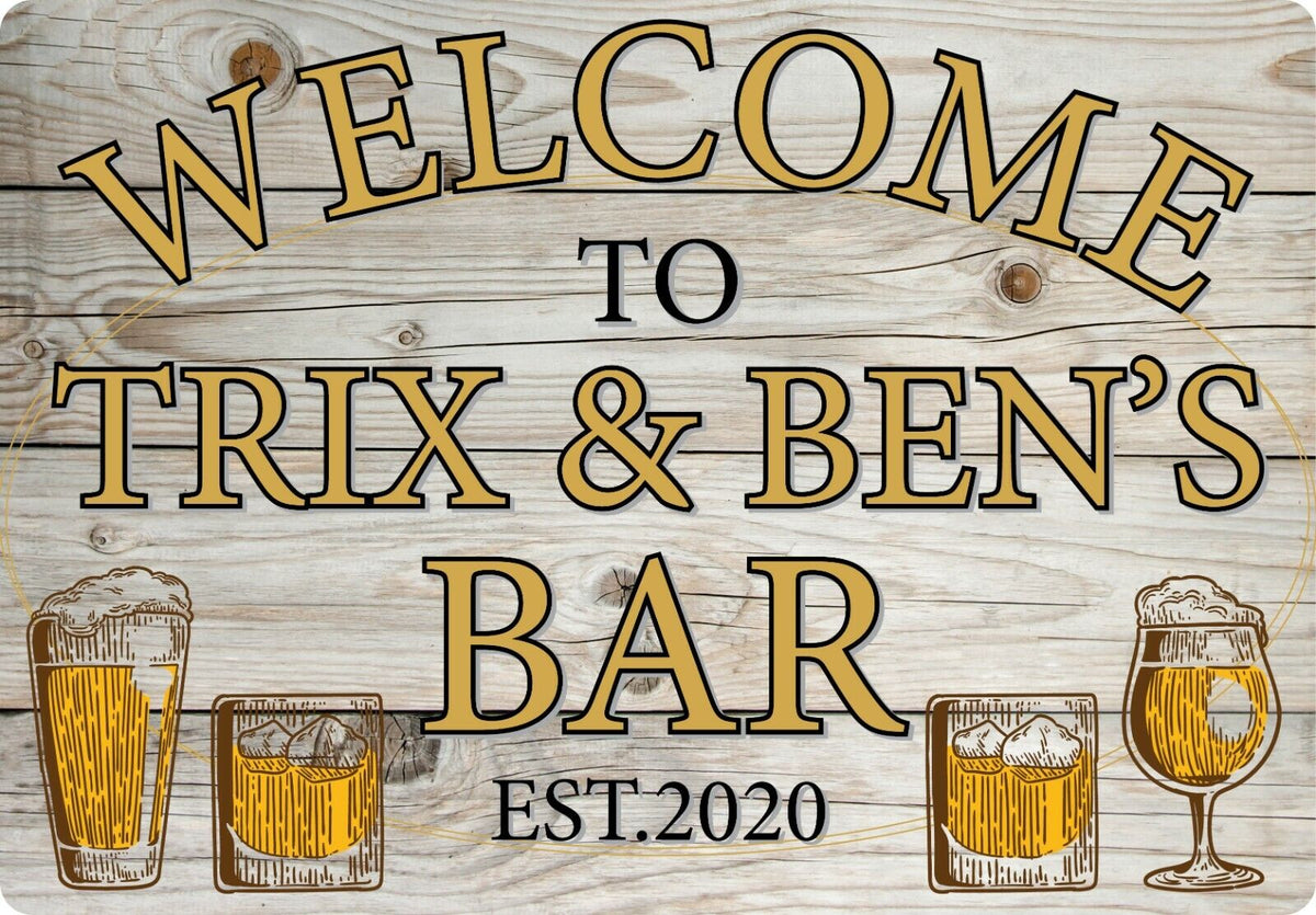 Personalised Metal Pub Bar Shed Sign Home Gift Man Cave Shed BBQ Garden Party