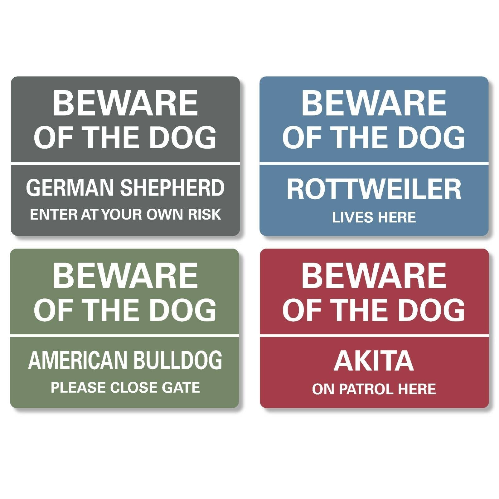 BEWARE of the DOG Sign Personalised Metal Sign Waterproof Grey Green Blue Red