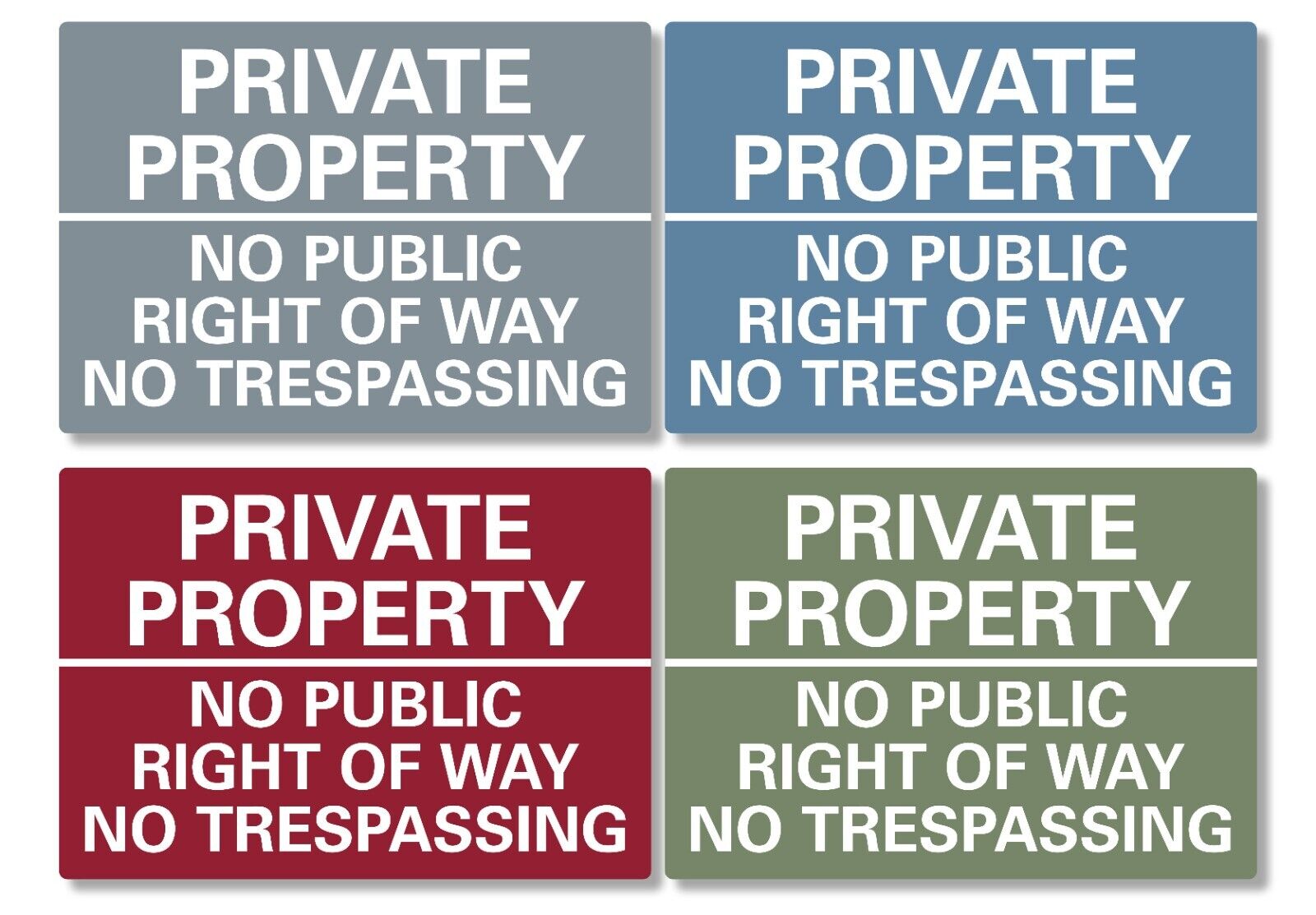 Private Property No public right of way No trespassing heritage colours Metal