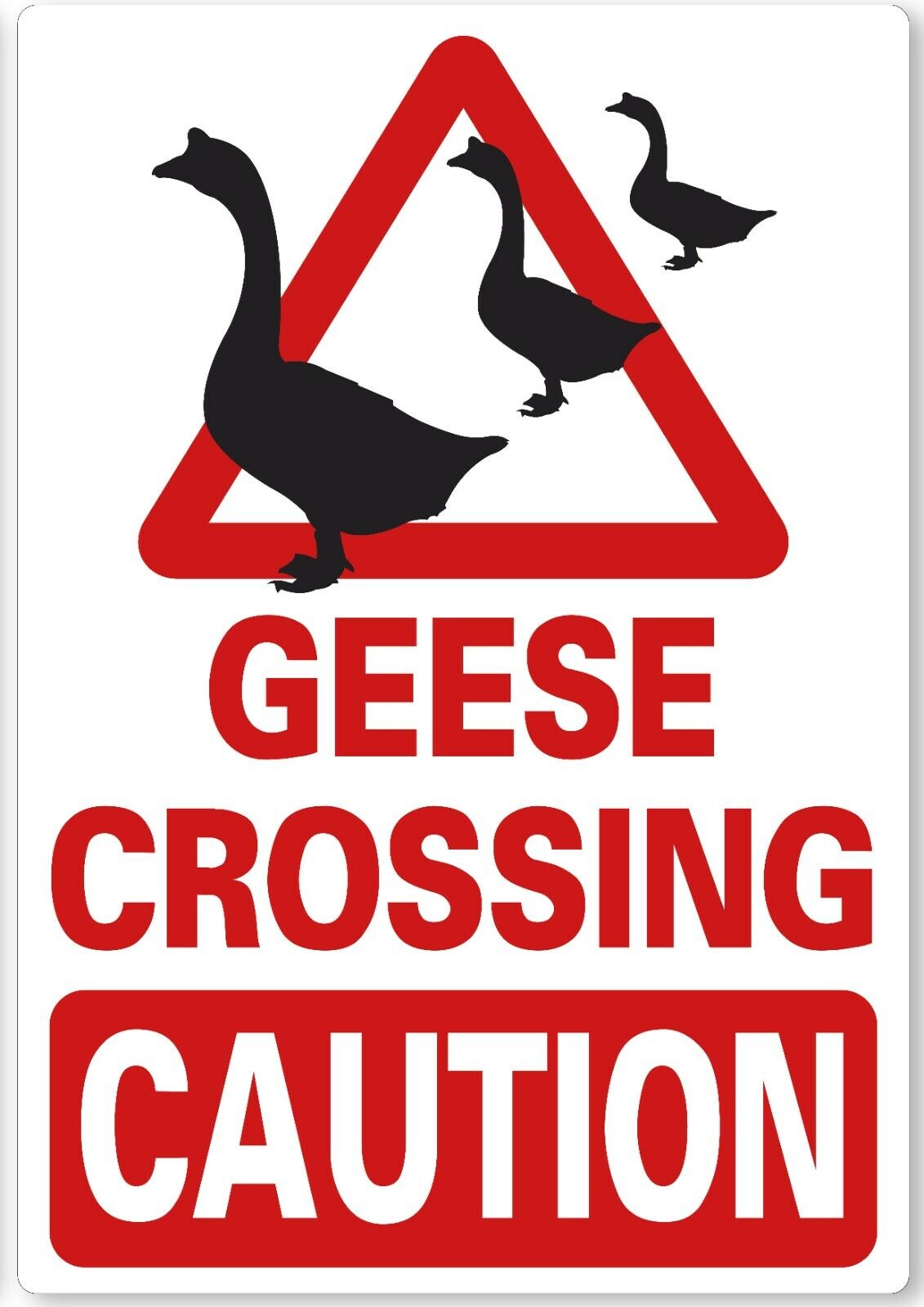 METAL SIGN Geese goose crossing CAUTION Red White