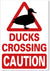 METAL SIGN Ducks wildfowl crossing CAUTION Red White