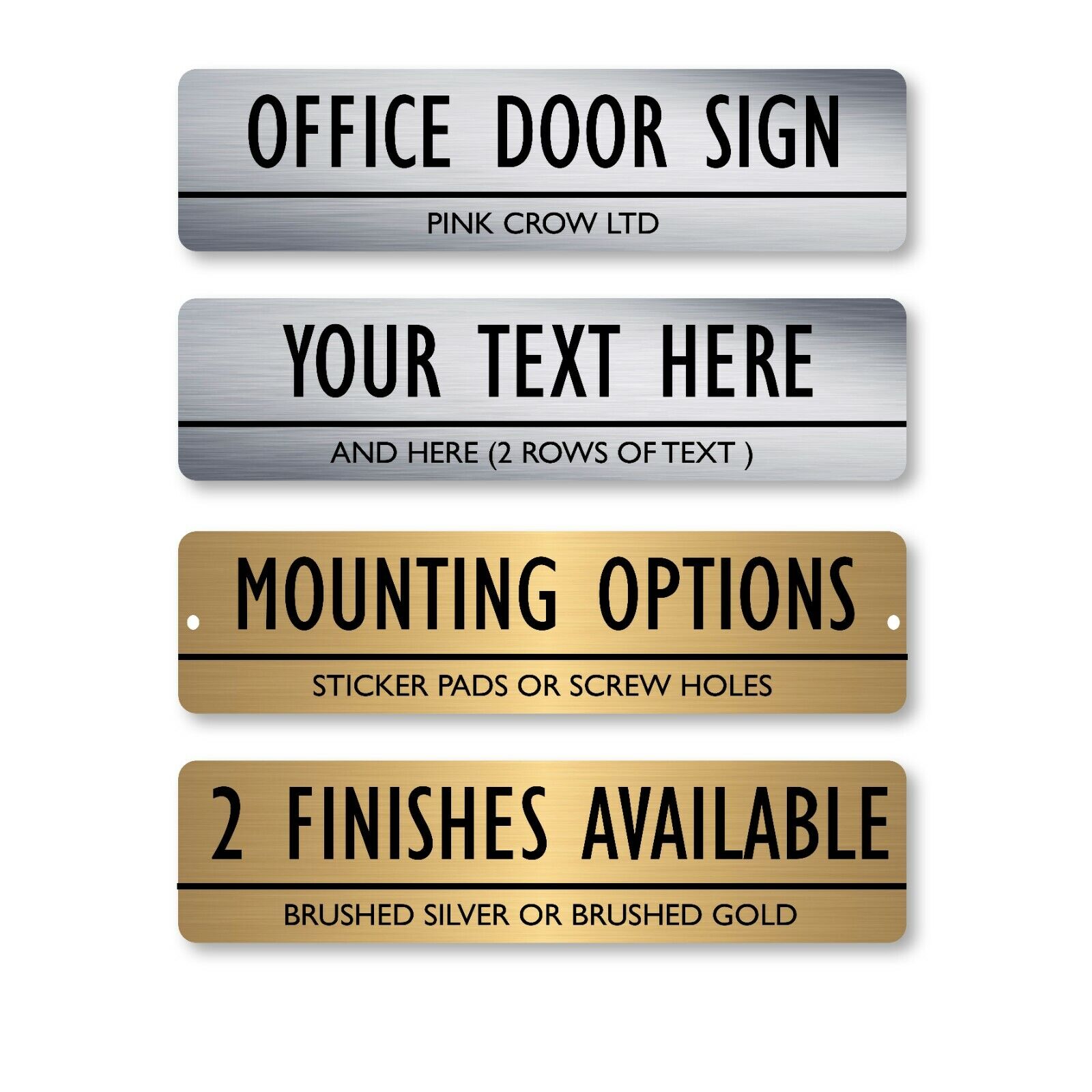 Personalised Metal Door Sign Office Home Business Any Text SILVER GOLD  Plaque