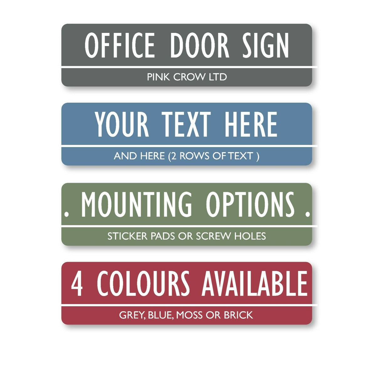 Personalised Metal Door Sign Office Home Business Any Text Chic Colour Plaque