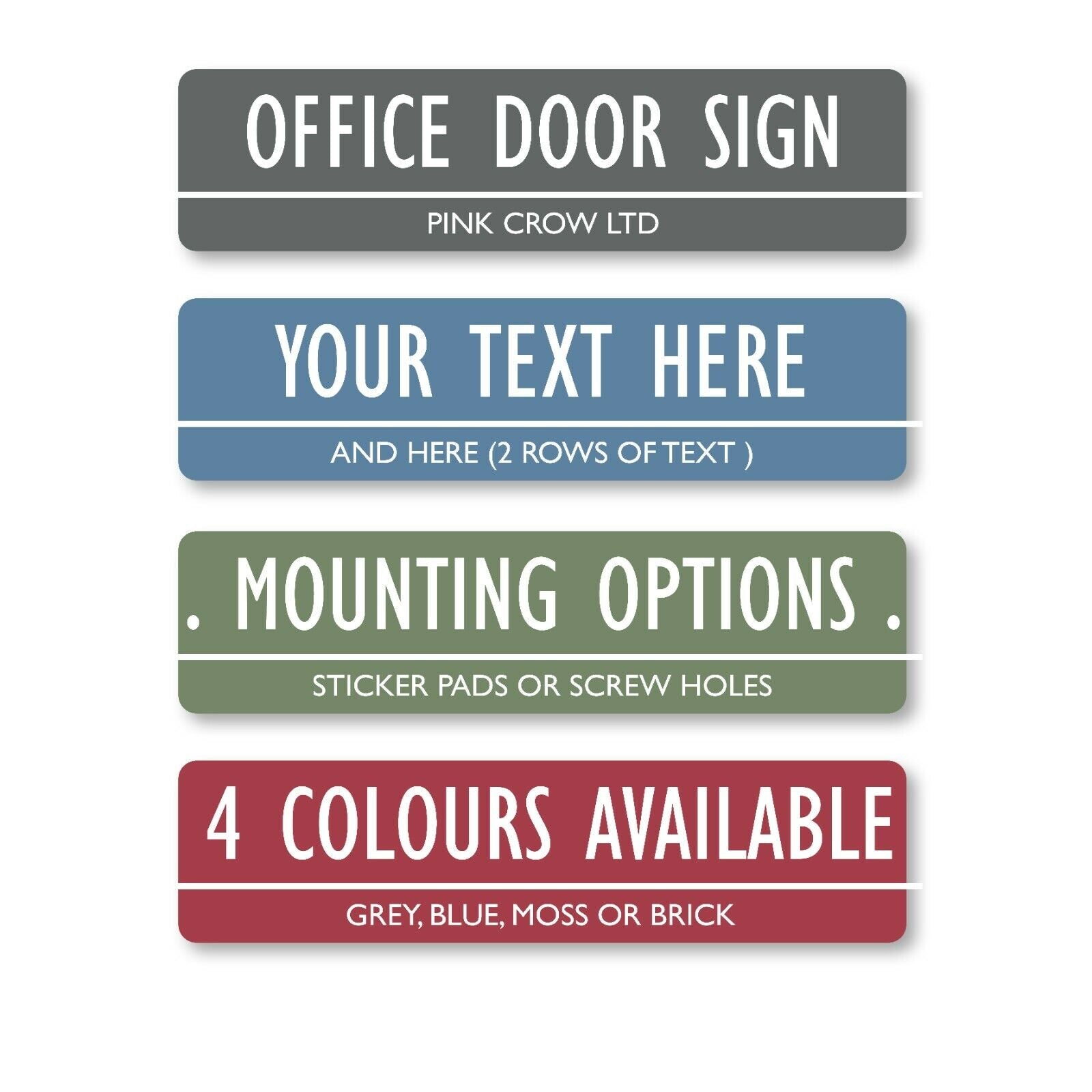 Personalised Metal Door Sign Office Home Business Any Text Chic Colour Plaque