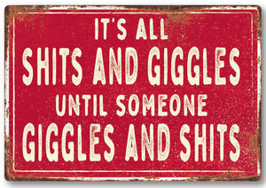 Funny shits giggles Metal Sign Man Cave Garage Shed Humour Pub Garden Bar