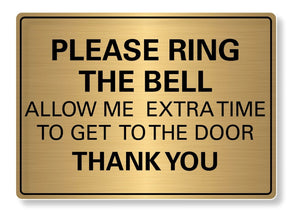 METAL SIGN Please ring the bell time Metal Waterproof Silver Gold