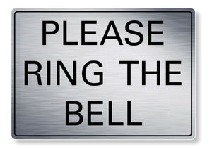 METAL SIGN Please ring the bell Metal Waterproof Silver Gold