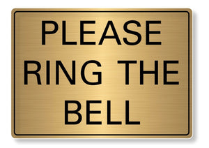 METAL SIGN Please ring the bell Metal Waterproof Silver Gold