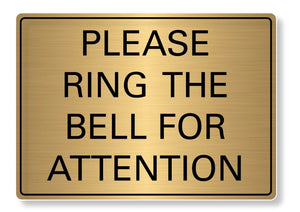 METAL SIGN Please ring the bell for Attention Metal Waterproof Silver Gold