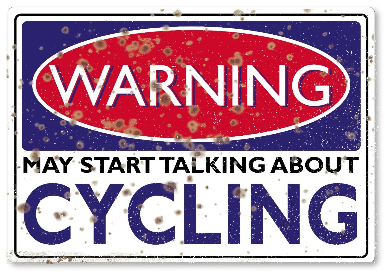 WARNING SIGN may start talking about Cycling funny quote sign metal plaque