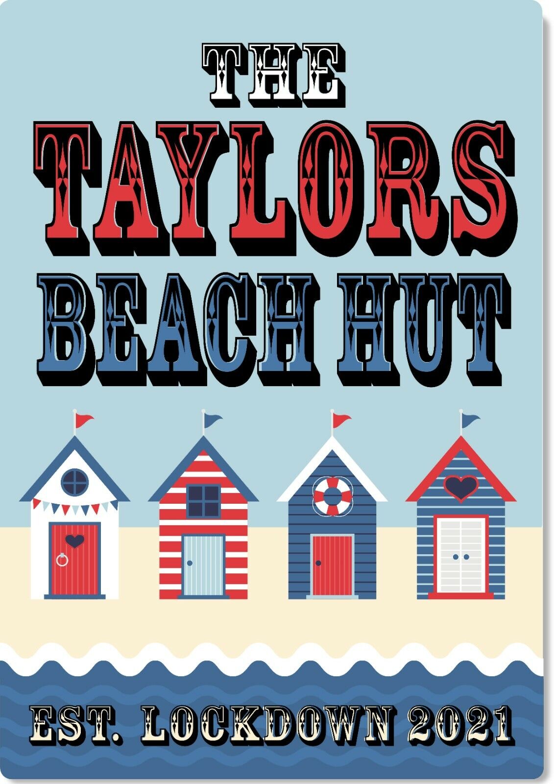 Metal Sign Beach Hut Personalised Shed Garage Wall Plaque Man Cave Garden Bar