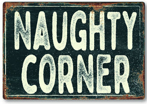 Funny naughty corner metal sign man cave garage shed humour pub garden bar