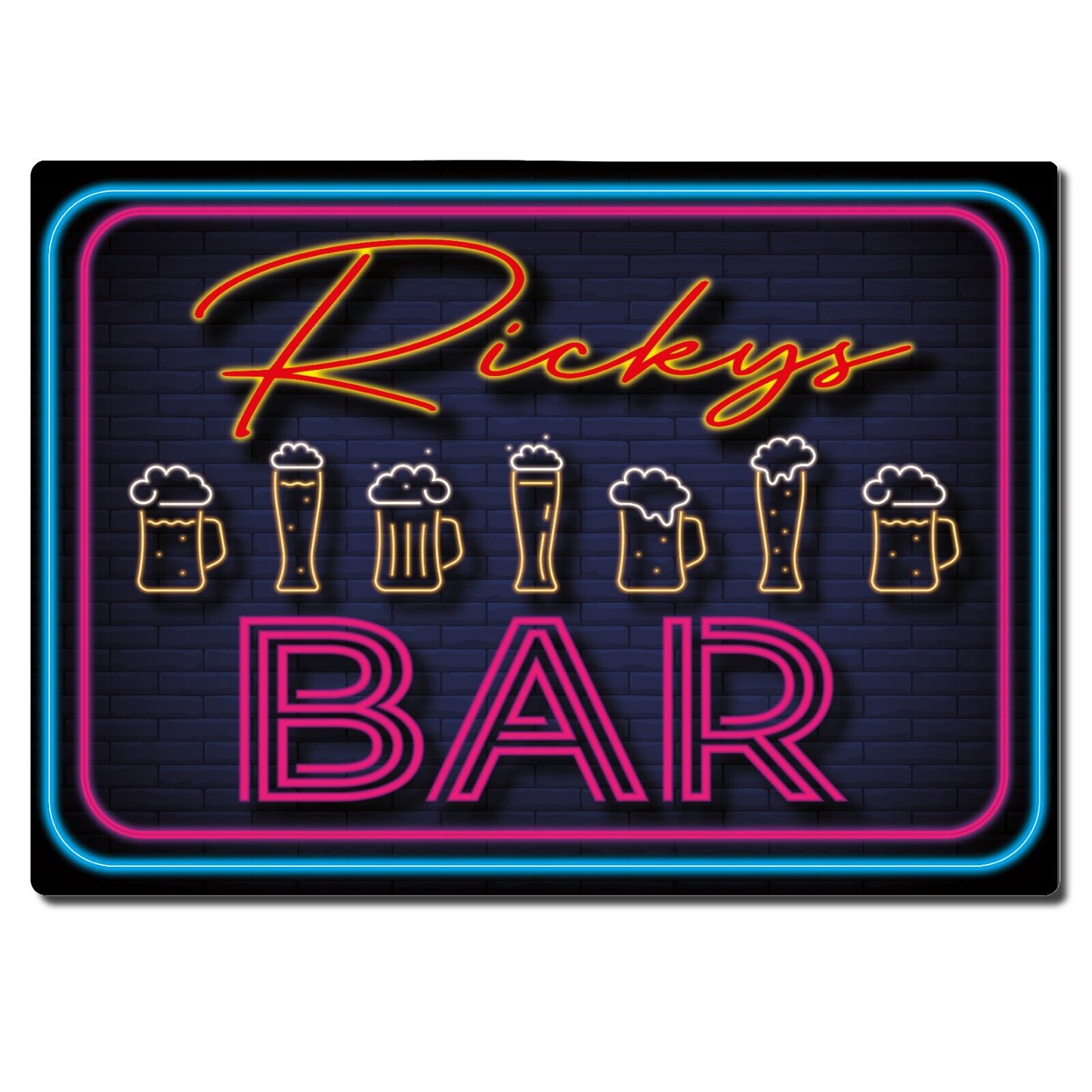 Personalised Bar Sign METAL Plaque Neon Style Cocktail Pub Mancave Prosecco Beer